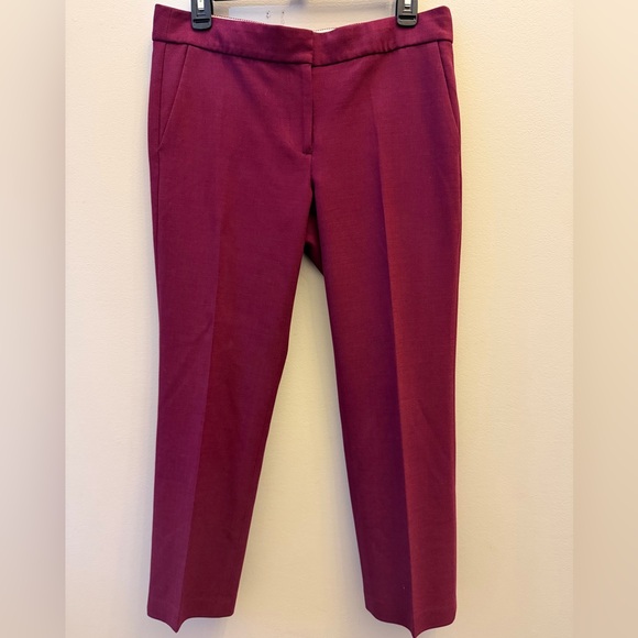 J. Crew Campbell Women's Burgundy Maroon Berry Crop Pants Tailored Wool Blend - Picture 2 of 14
